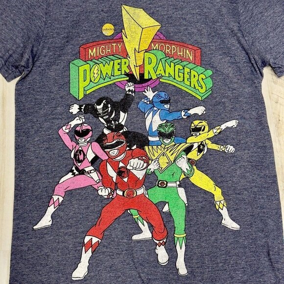 Mighty Morphin Power Rangers Heathered Blue Graphic Short Sleeve T Shirt Size S - Picture 2 of 6